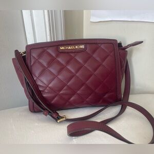 Michael Kors Quilted Wine Crossbody Bag EUC
